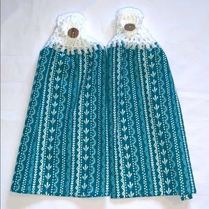 Hand Crafted Pioneer Woman Crochet Top Hanging Kitchen or Bathroom Hand Towels